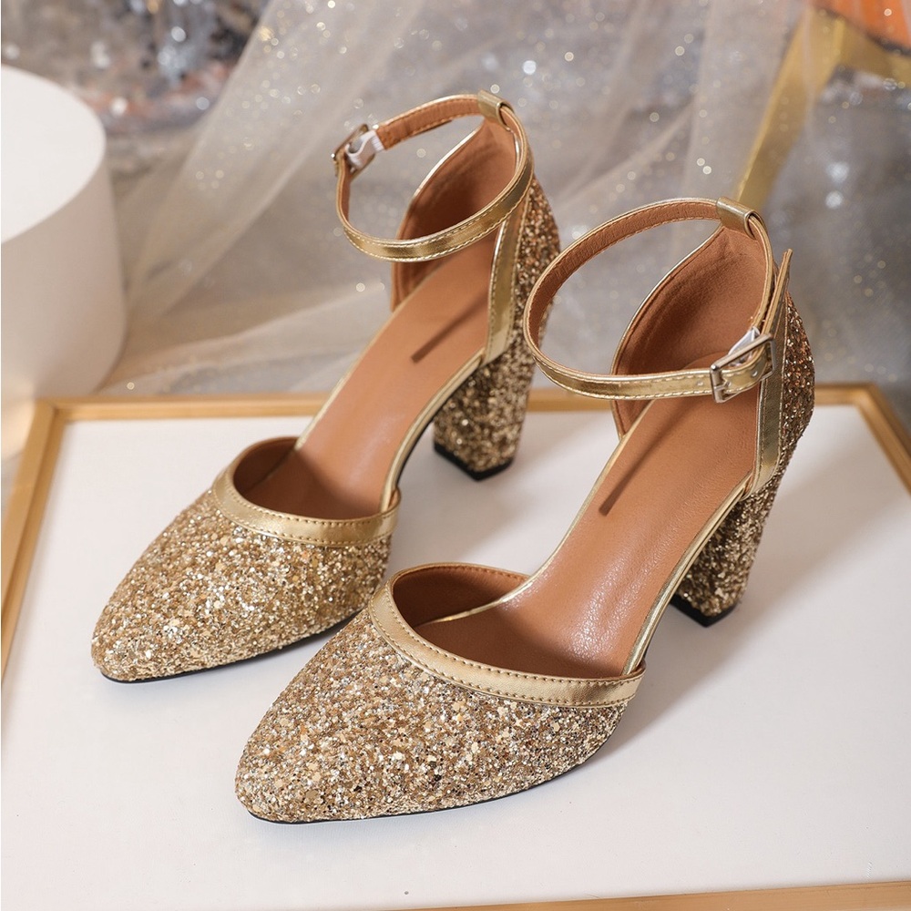 Gold Glitter Women's Heels